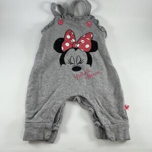 Disney Baby Minnie Mouse Romper Infant 0-3M Gray Snap Bottom